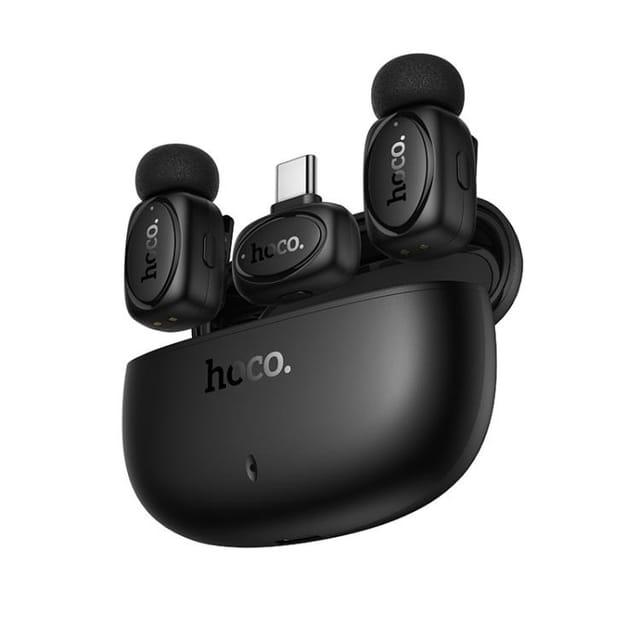 Hoco L19 Graceful Dual Mic Lavalier Wireless Microphone – Type-C & Lightning for Smartphones & Cameras_img_4