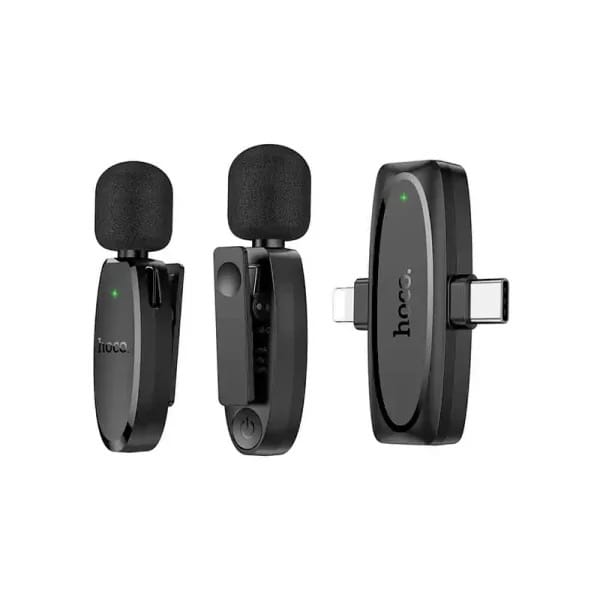 Hoco L15 Dual Mic Wireless Lavalier Microphone – Type-C & Lightning 2-in-1 for iPhone, Android & Tablets_img_0