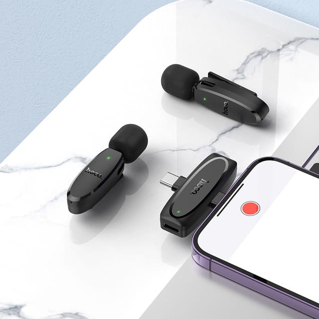Hoco L15 Dual Mic Wireless Lavalier Microphone – Type-C & Lightning 2-in-1 for iPhone, Android & Tablets_img_4
