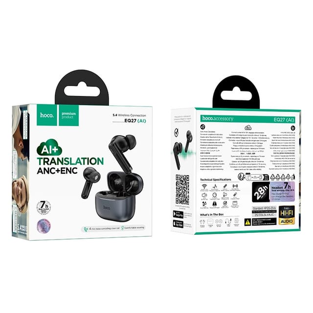 Hoco EQ27 Fun ANC+ENC AI Translation Earbuds – 134 Languages, Bluetooth 5.4, Long Battery_img_3