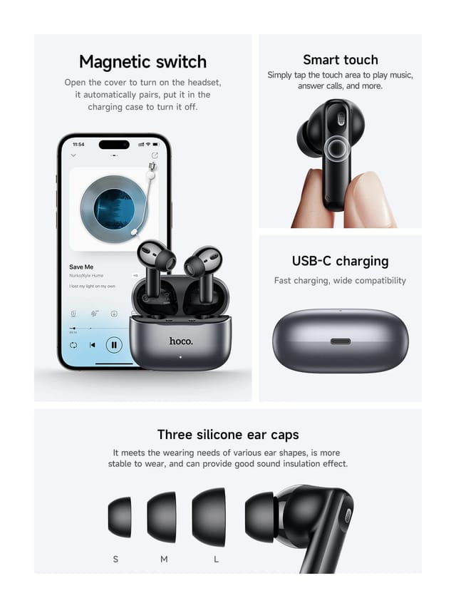 Hoco EQ27 Fun ANC+ENC AI Translation Earbuds – 134 Languages, Bluetooth 5.4, Long Battery_img_6