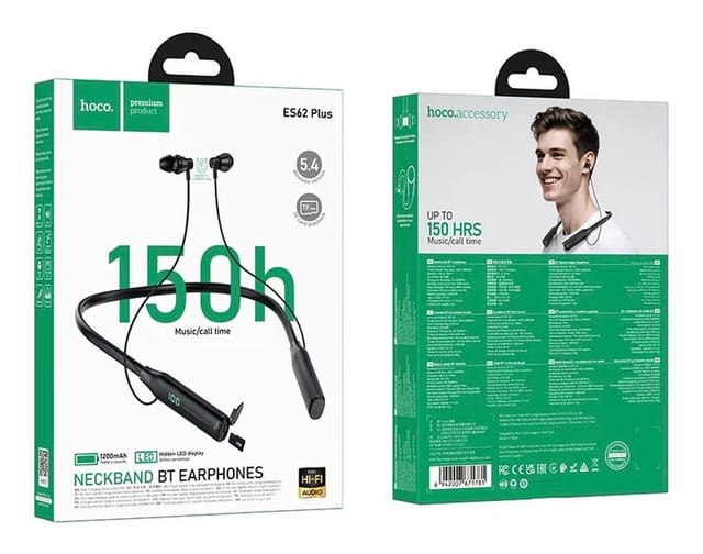 Hoco ES62 Plus Bluetooth Neckband | 150H Playback | Bluetooth 5.4 | 1200mAh Battery | TF Card Support_img_1