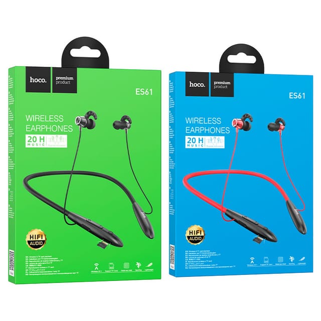 Hoco ES61 Bluetooth Neckband | 20H Playback | TF Card Support | Lightweight Wireless Earphones_img_2