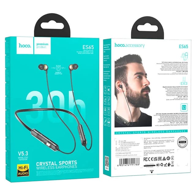 Hoco ES65 Bluetooth 5.3 Neckband | 30H Playback | LED Battery Display | Magnetic Earbuds_img_2