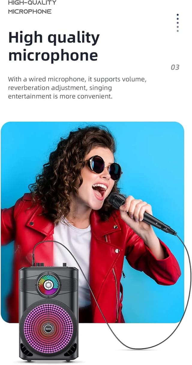 Hoco BS46 Wireless Karaoke Bluetooth Speaker | 8-Inch Woofer, Mic Support & LED Light_img_1