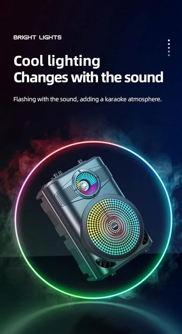 Hoco BS46 Wireless Karaoke Bluetooth Speaker | 8-Inch Woofer, Mic Support & LED Light_img_4