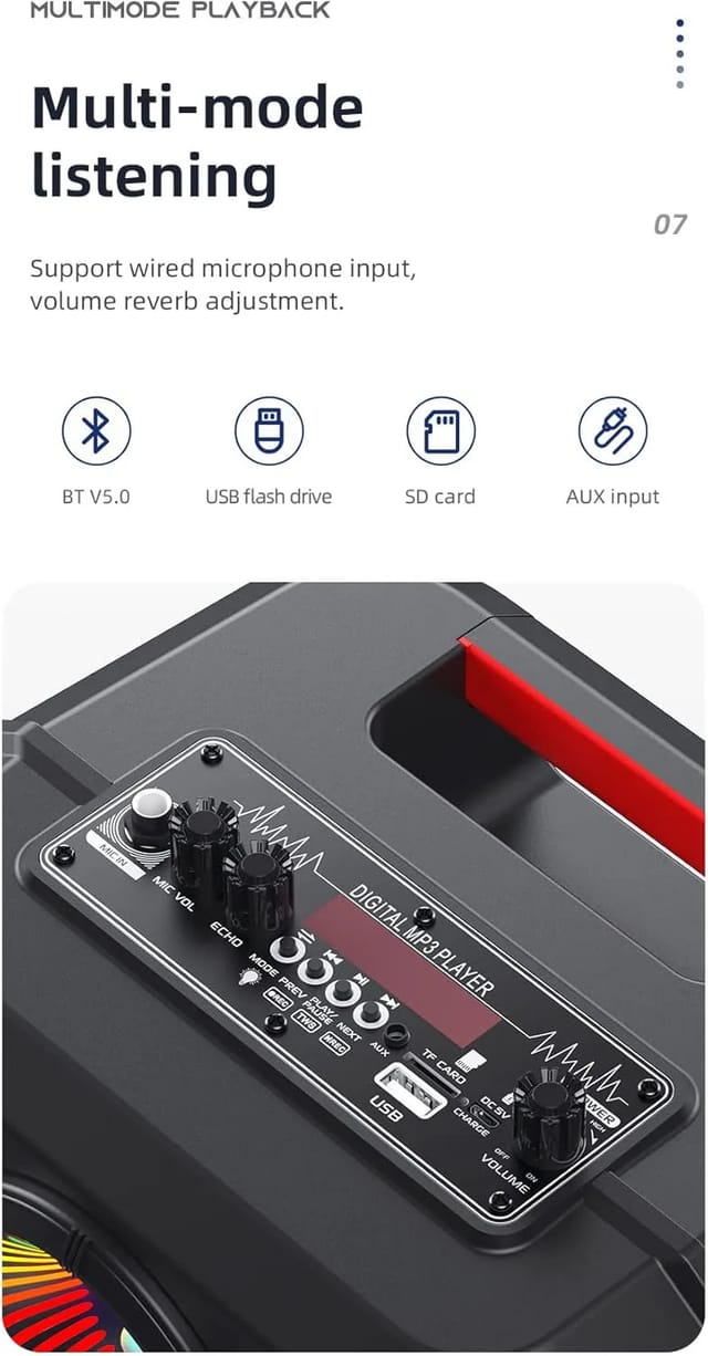 Hoco BS46 Wireless Karaoke Bluetooth Speaker | 8-Inch Woofer, Mic Support & LED Light_img_5