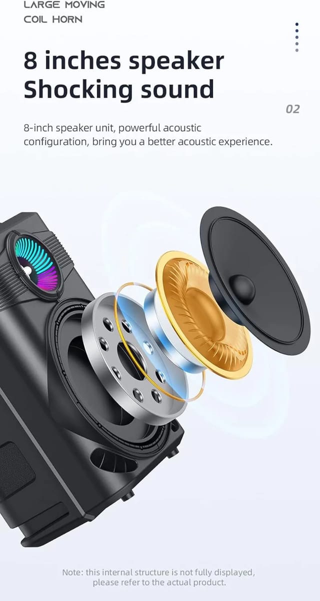 Hoco BS46 Wireless Karaoke Bluetooth Speaker | 8-Inch Woofer, Mic Support & LED Light_img_7