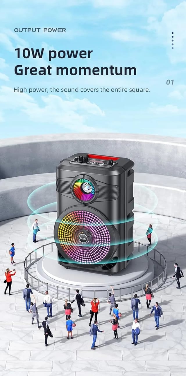 Hoco BS46 Wireless Karaoke Bluetooth Speaker | 8-Inch Woofer, Mic Support & LED Light_img_9