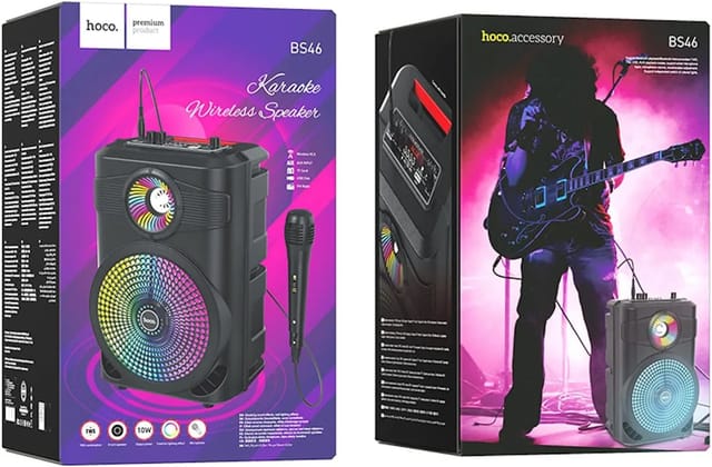 Hoco BS46 Wireless Karaoke Bluetooth Speaker | 8-Inch Woofer, Mic Support & LED Light_img_11