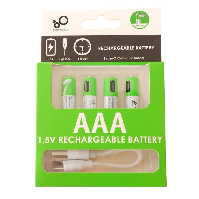 USB Type-C Rechargeable AAA Battery 1.5V 750mWh (4-Pack) | Lithium Fast Charge_img_0